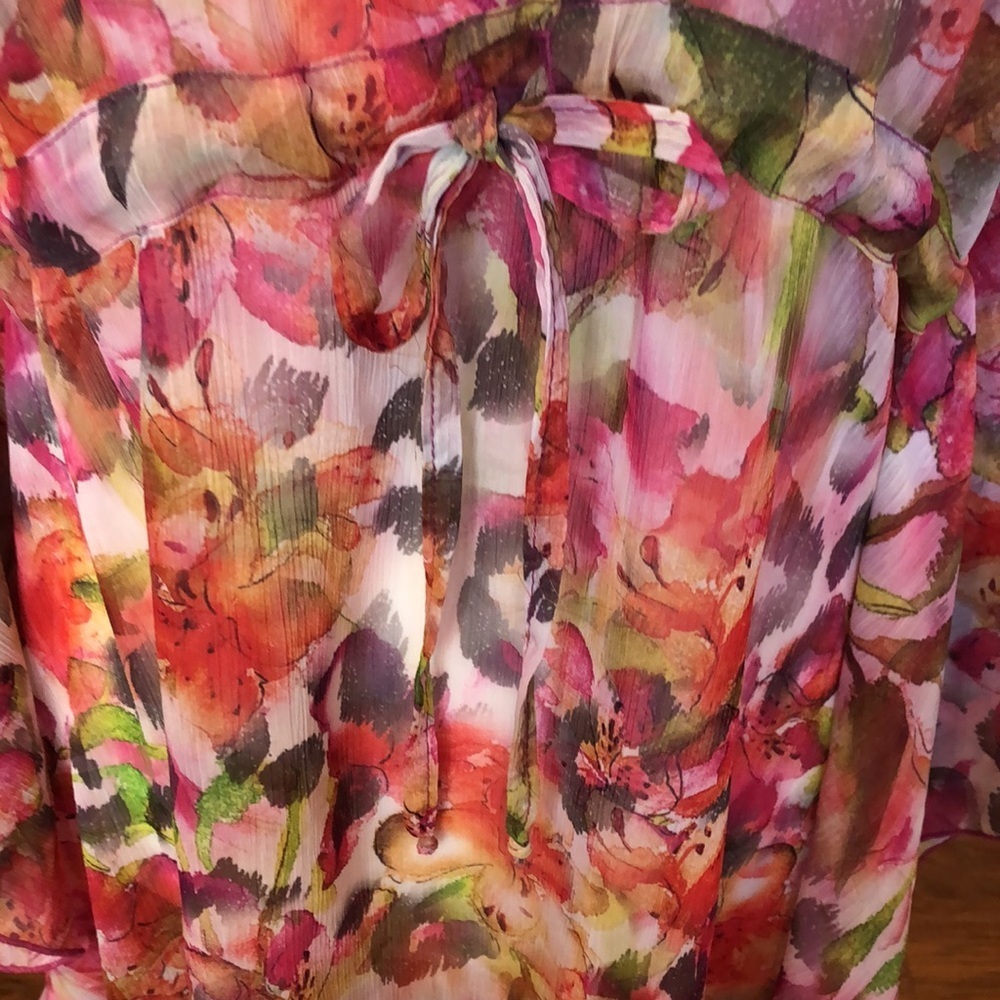 BECCA Flutter Sleeve Floral Semi Sheer Swim Cover up Women’s size XS/S New - Picture 14 of 17